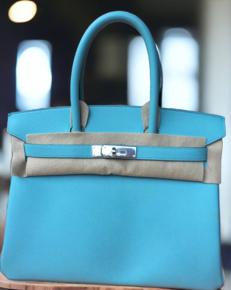 Birkin Bag 35 Blue Atoll Togo Palladium Hardware