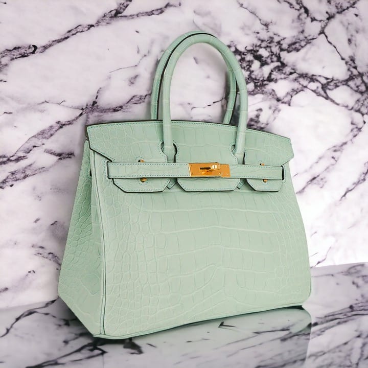 Hermès Birkin Bag 30 vert d'eau Alligator Matte Gold Hardware