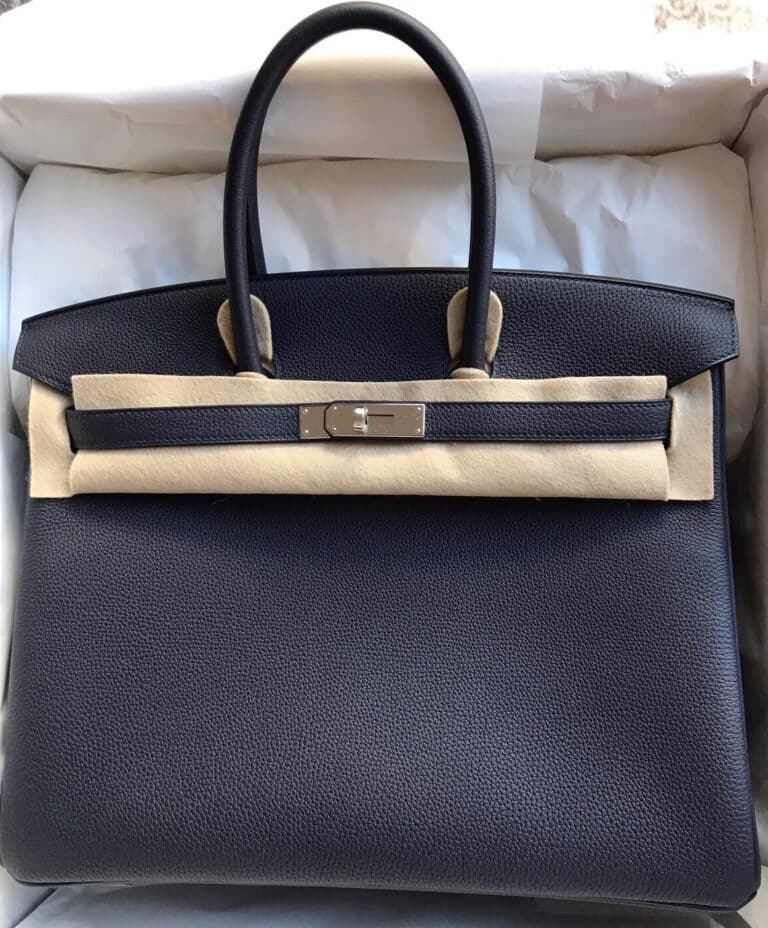 Birkin Bag 35 Bleu Nuit Togo Palladium Hardware