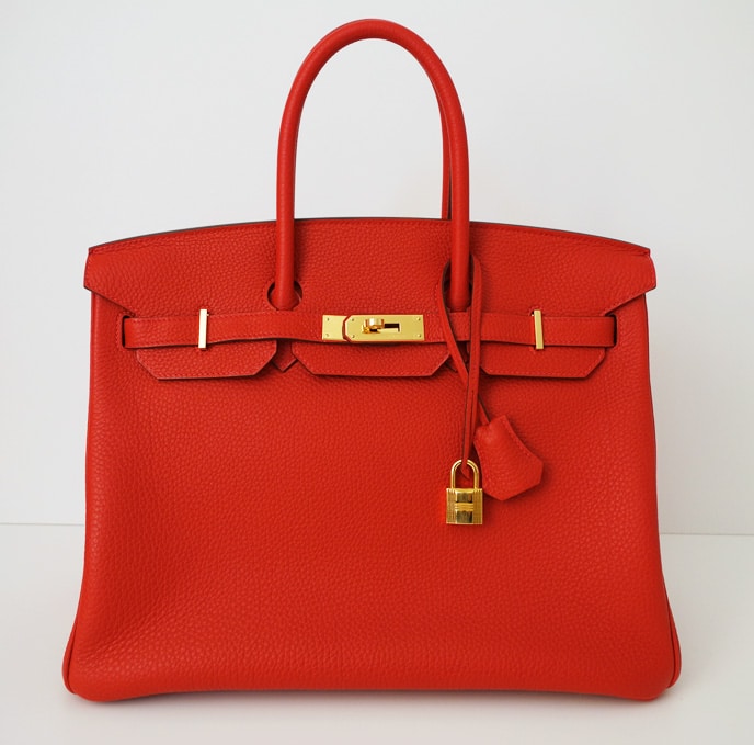 Birkin Bag 35 Geranium Togo Gold Hardware