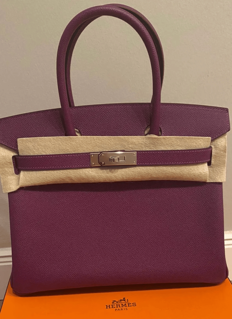 Birkin Bag 30 Anemone Epsom Palladium Hardware