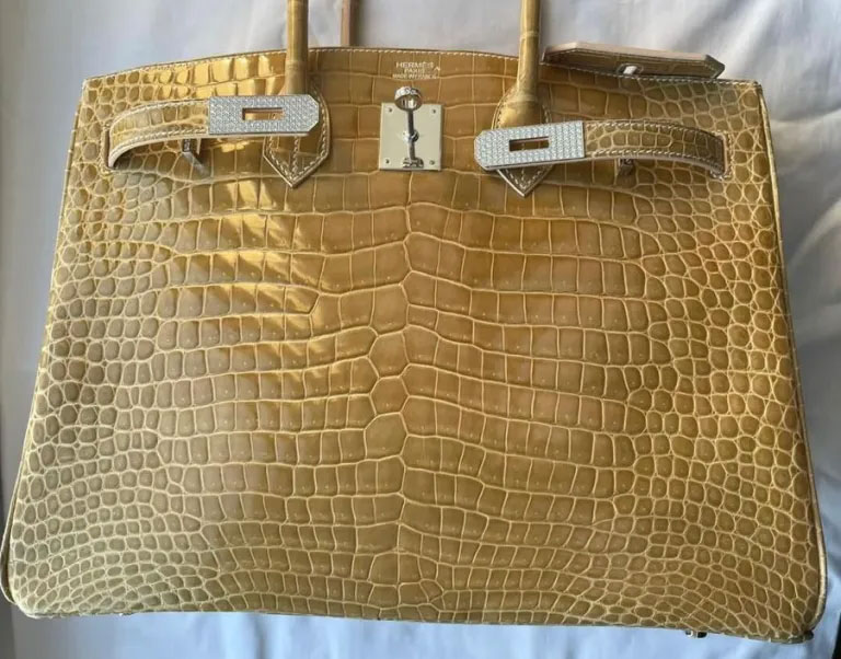 Hermes Birkin 35 Poudre Croco Porosus Diamond Hardware