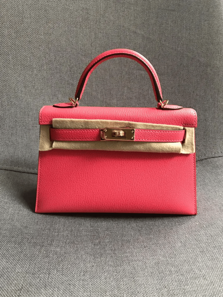 Hermes Mini Kelly 20 Rose Lipstick Gold Hardware