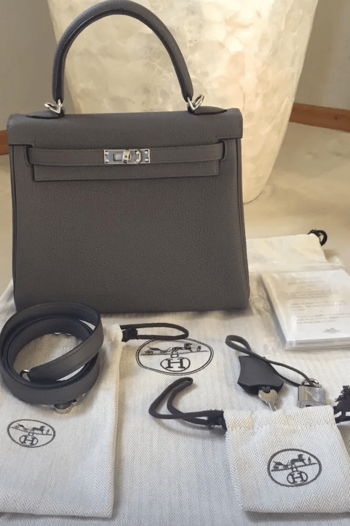 Hermes Kelly Bag 25 Etain Togo Palladium Hardware