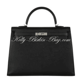 Kelly Bag Sellier 32 Black Epsom Palladium Hardware