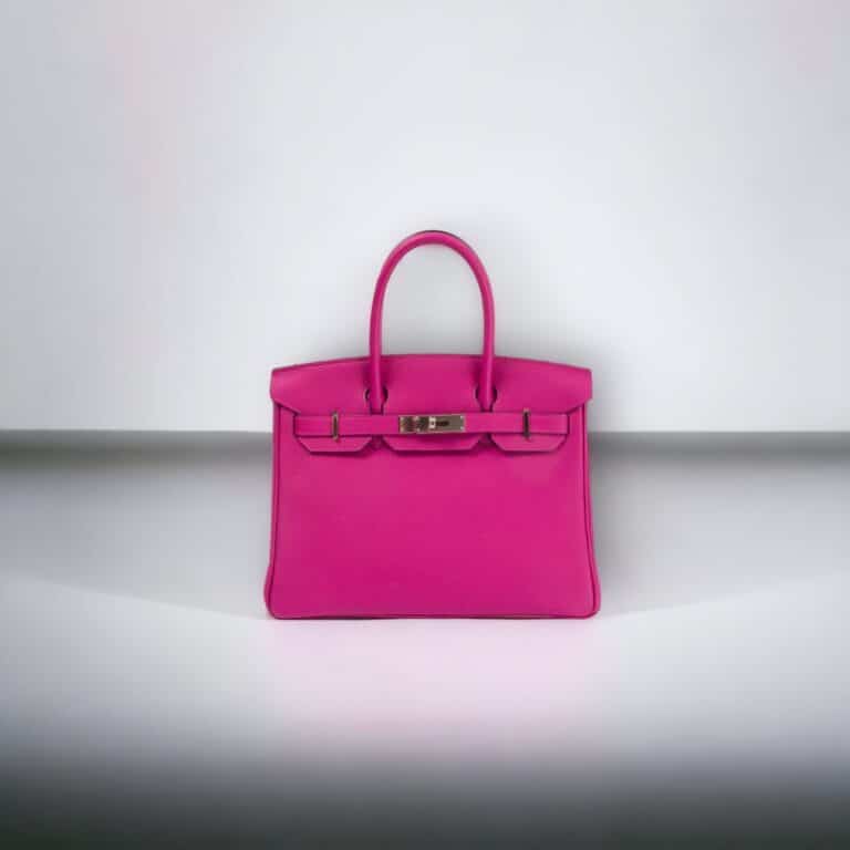 Birkin Bag 30 Rose Pourpre Togo Palladium
