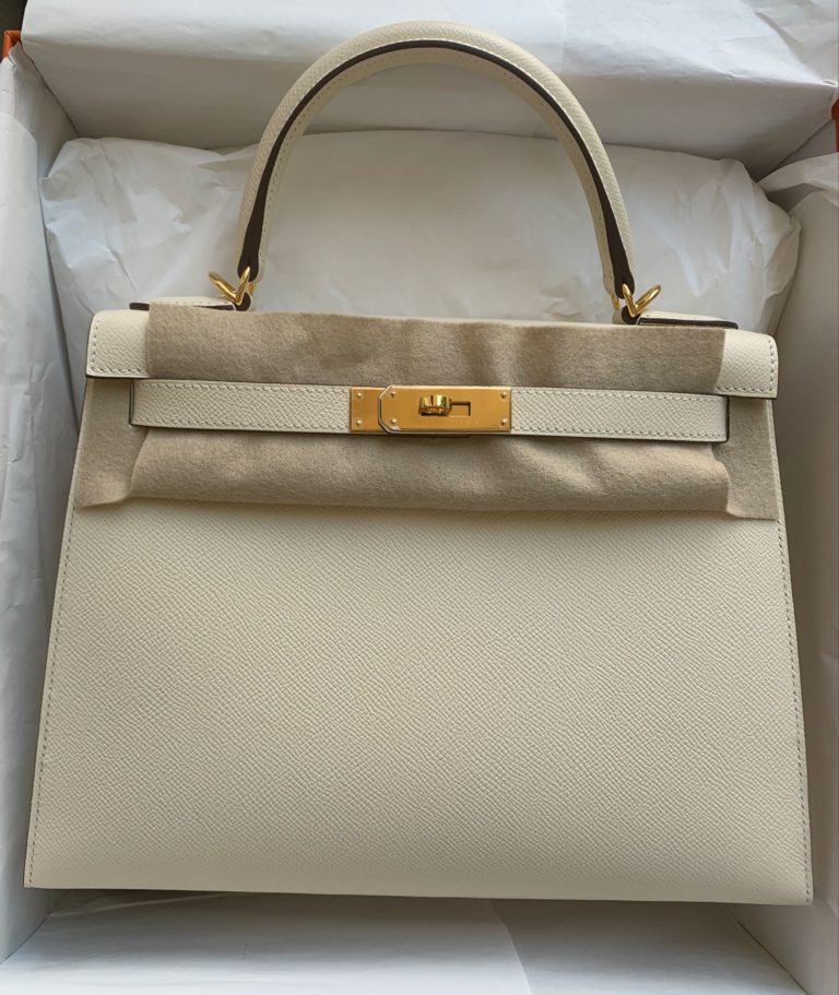 Kelly Bag Sellier 28 Nata Epsom Gold Hardware