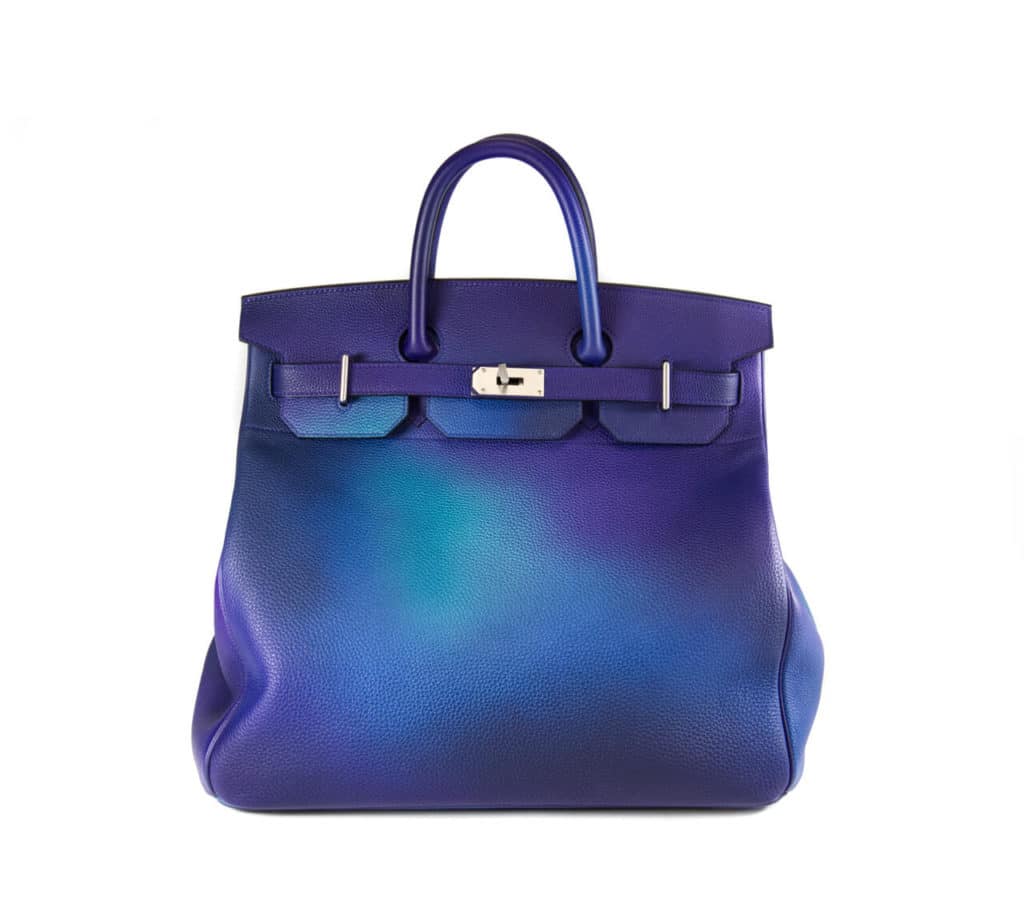 Hermès HAC 40 Cosmos Bleu Nuit Violet Aqua Togo Palladium Hardware Limited Edition