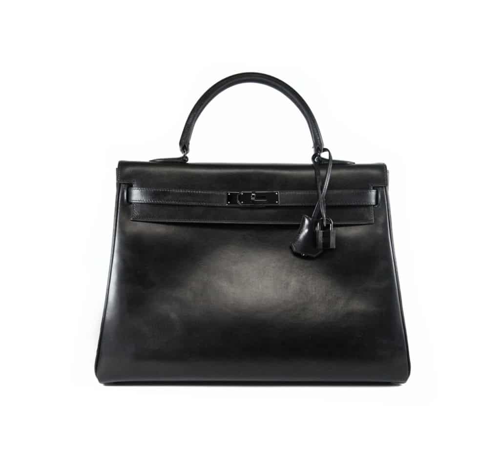 Hermes Kelly 35 So Black Box Leder