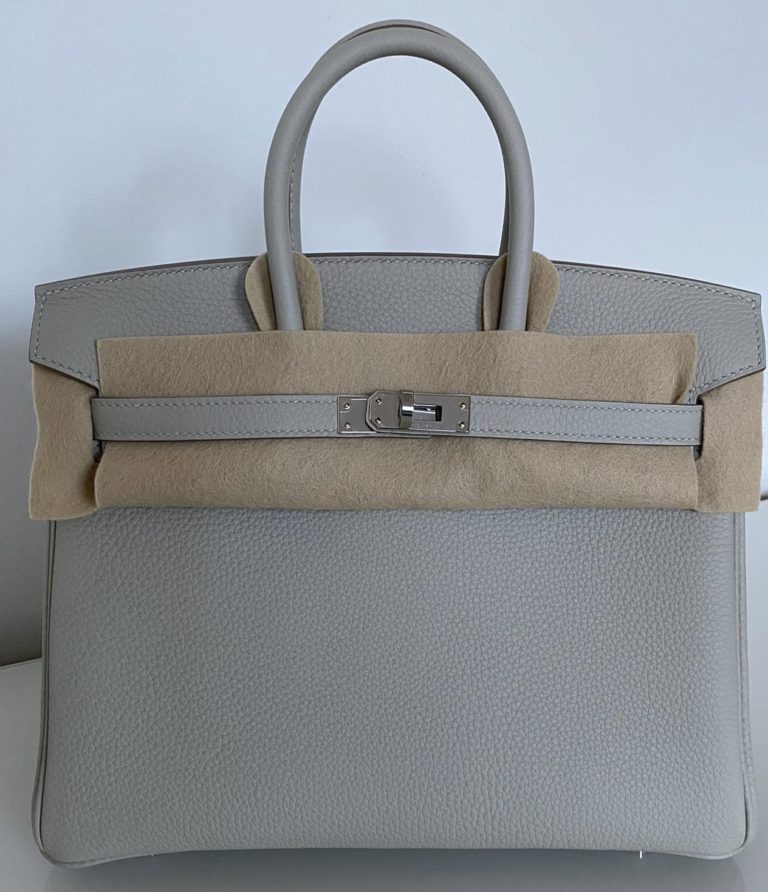 Birkin Bag 25 Gris Perle Nata Togo Palladium