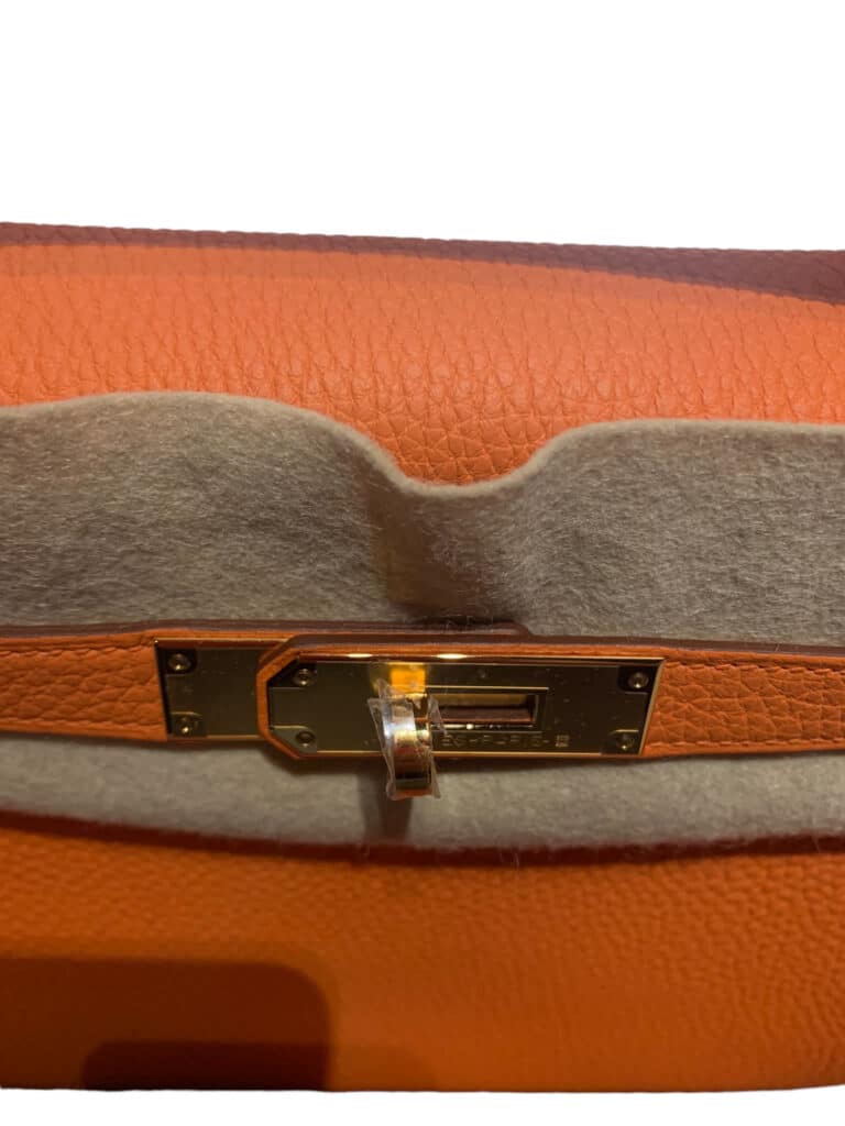 Kelly Bag 28 Orange Togo Gold Hardware
