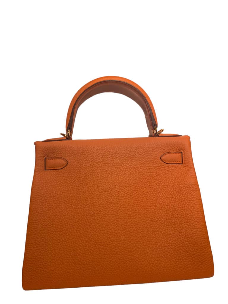 Kelly Bag 28 Orange Togo Gold Hardware