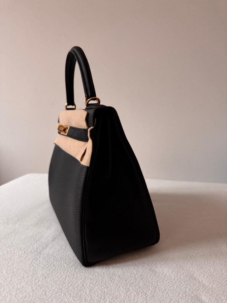 Kelly Bag 28 Black Togo Gold Hardware